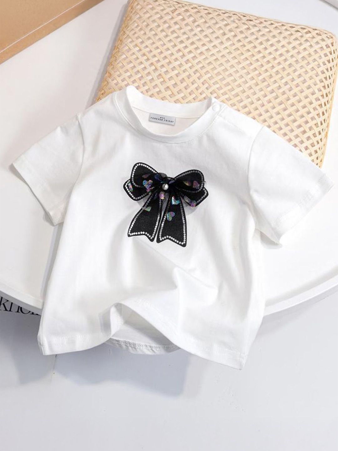 FOREVER FRIDAY Girls Graphic Embroidered Regular Top