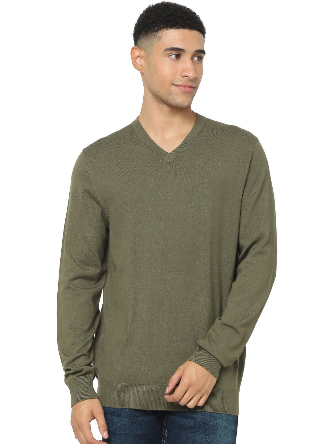 Celio Men Pullover Solid V-Neck Sweater