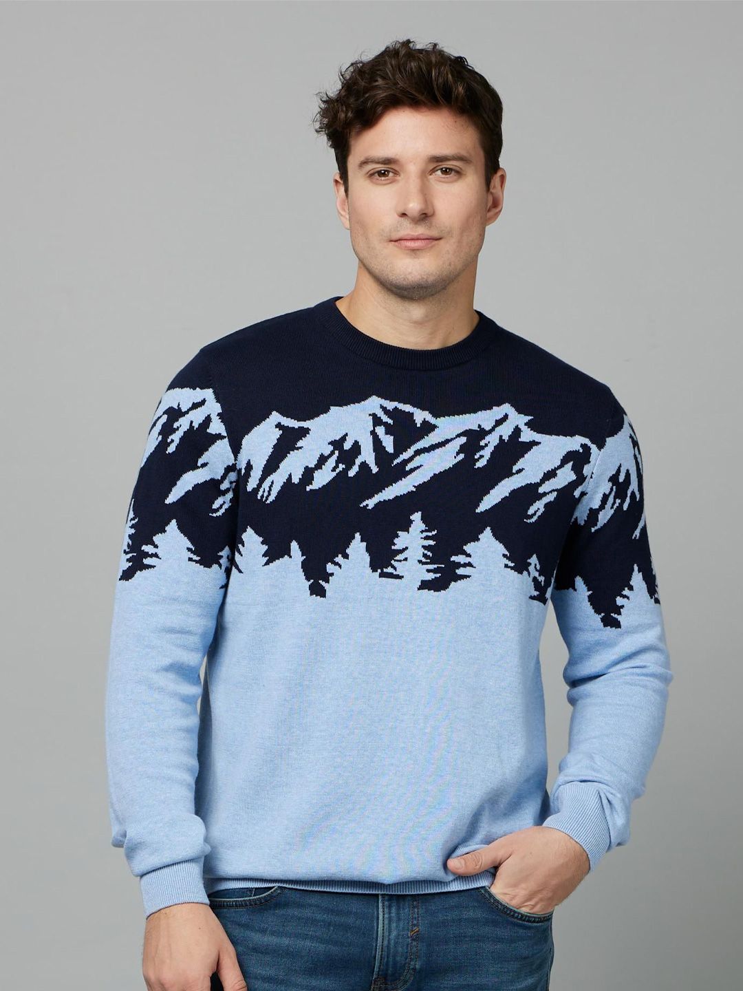 Celio Men Abstract Printed Pullover Sweater