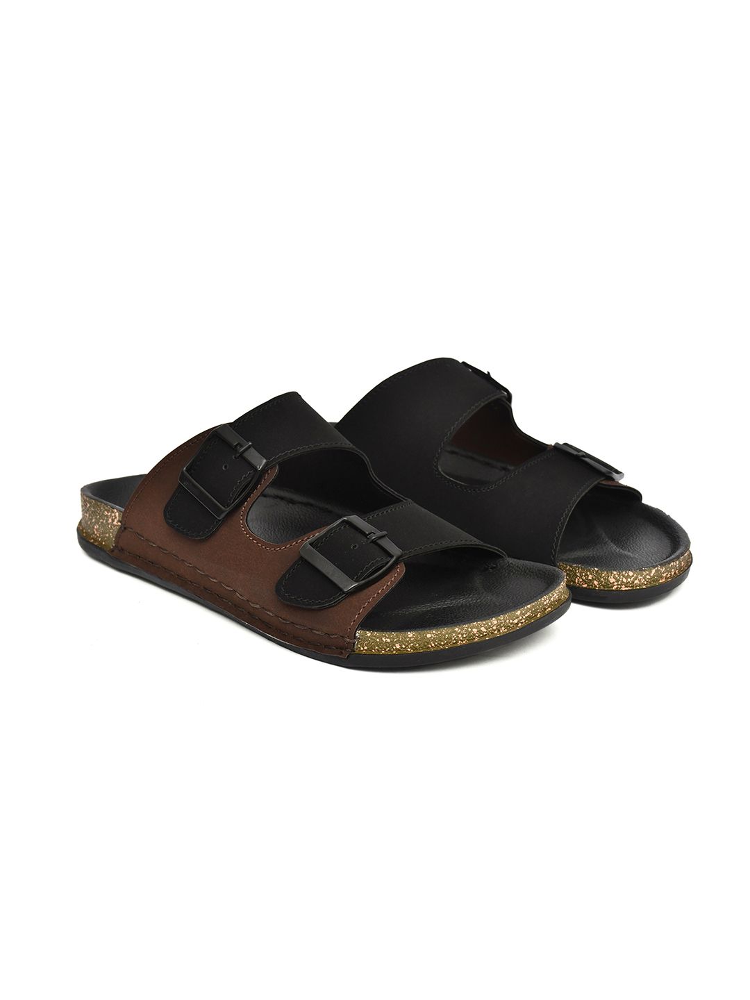 G L Trend Men Casual Double Strap Waterproof Black Slip-On Sandals