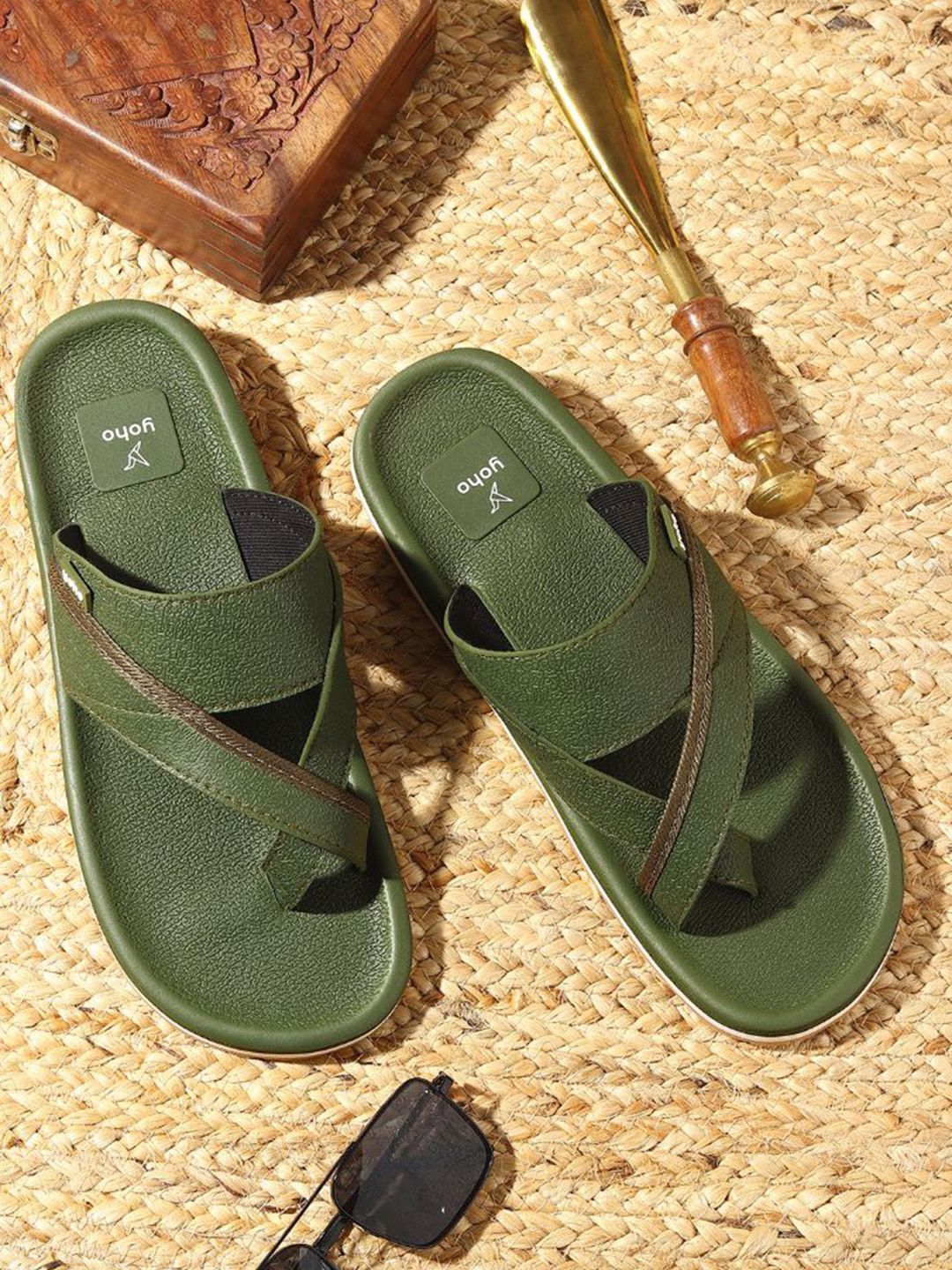 yoho Men Printed Cushioned Footbed Thong Flip-Flops