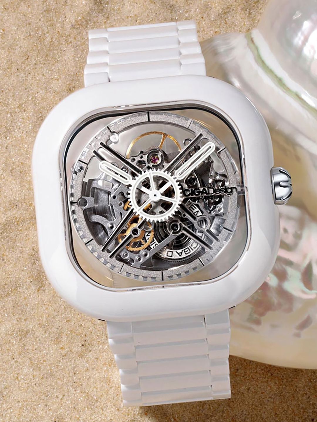 CIGA Design CIGA Design Ceramic Straps Analogue Automatic Motion Powered Watch C012-WG01-W7W