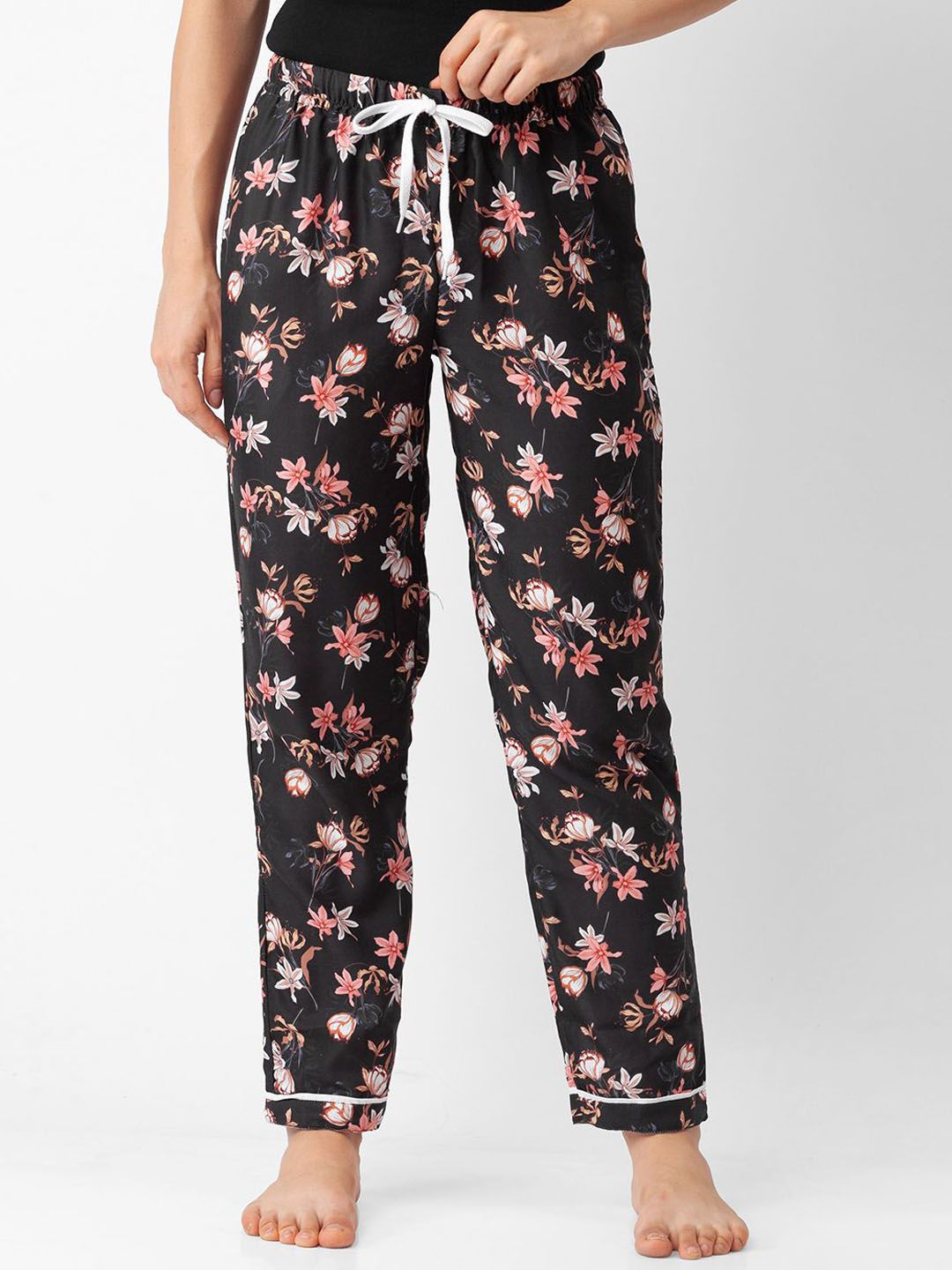 ETC Floral Printed Straight-Leg Mid-Rise Lounge Pants