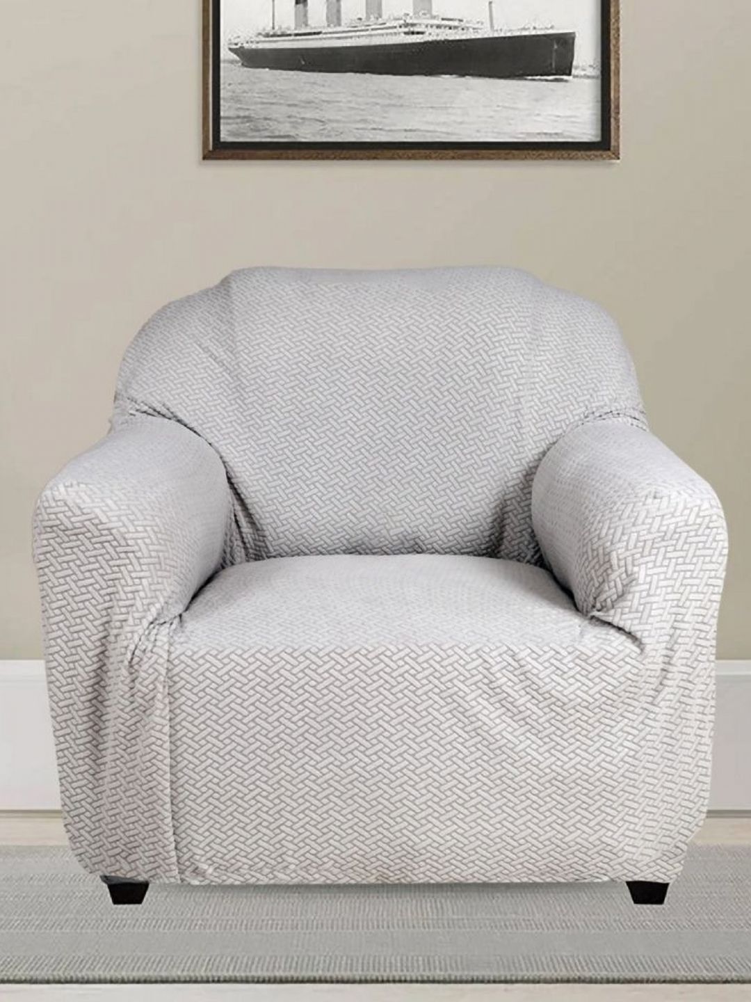 Stylista Reversible Double Sided Chenille Anti-Slip Straight Single Seater Sofa Cover-