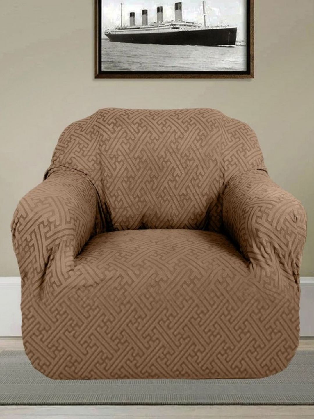 Stylista Reversible Double Sided Chenille Anti-Slip Straight Single Seater Sofa Cover-