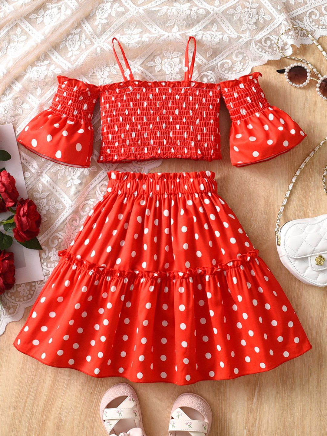 INCLUD Girls Printed Top with Skirt