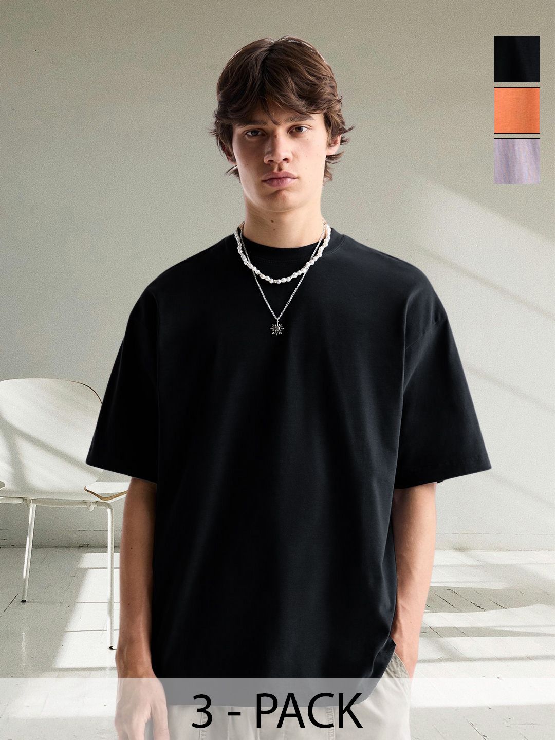PRONK Men Pack Of 3 Oversized T-shirt