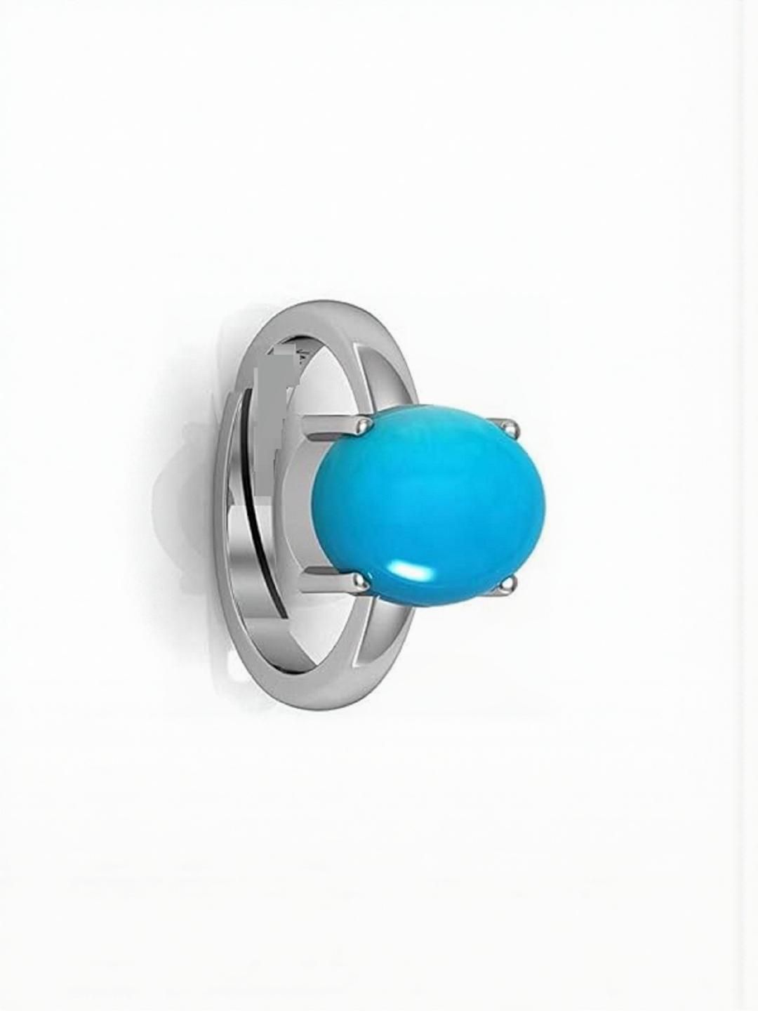 Sidharth Gems 7.25 Ratti 6.25 KT Turquoise Firoza Sky Blue GemStone Panchdhatu Ring