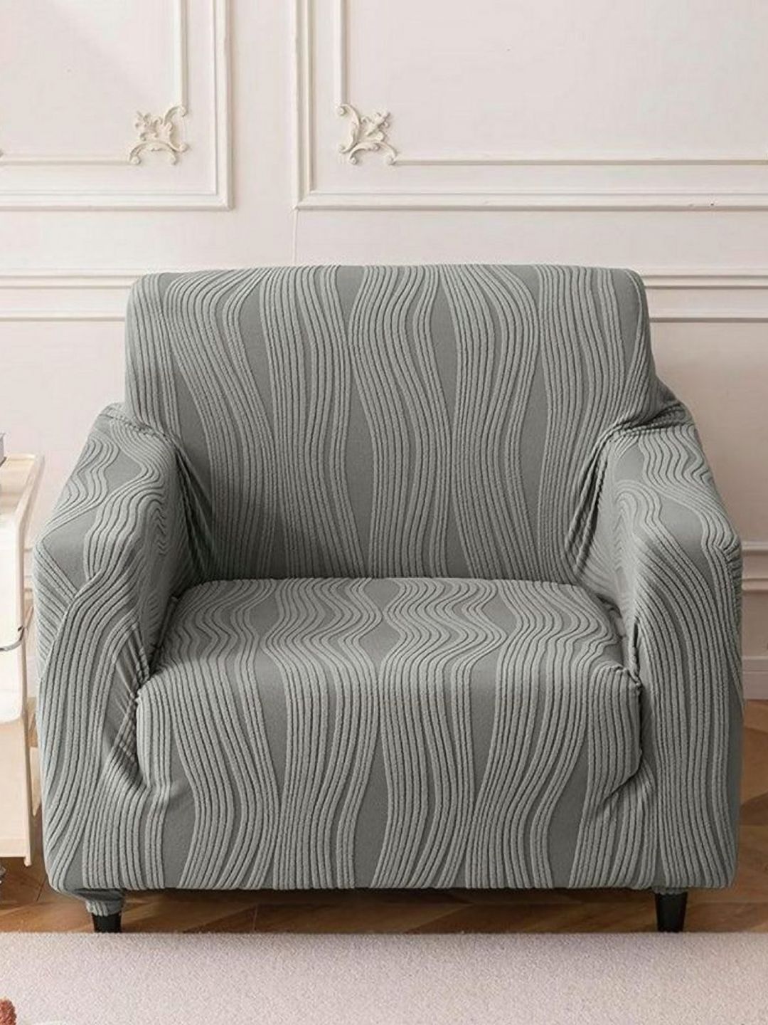 Stylista Reversible Double Sided Chenille Anti-Slip Straight Single Seater Sofa Cover-