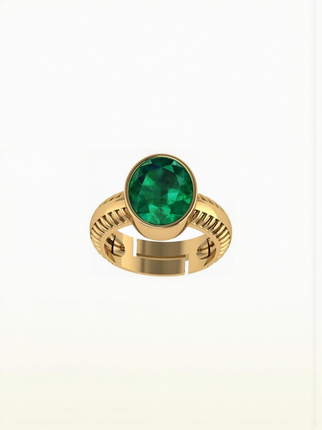 Sidharth Gems 11.25 Ratti Emerald Panna Panchdhatu Adjustable Rashi Brass Emerald Gol