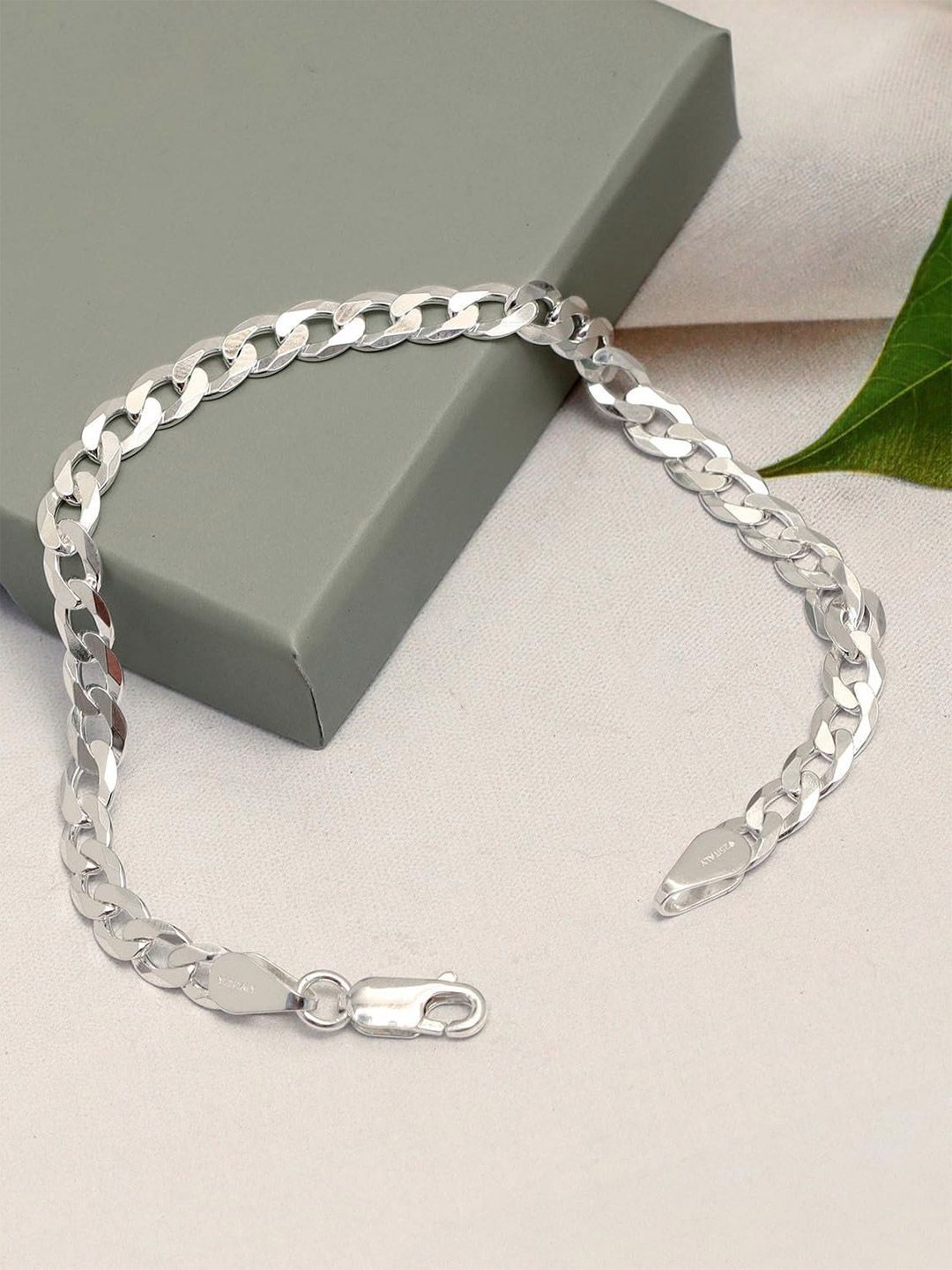 Buy TrueSilver Men Sterling Silver Handcrafted Silver-Plated Link