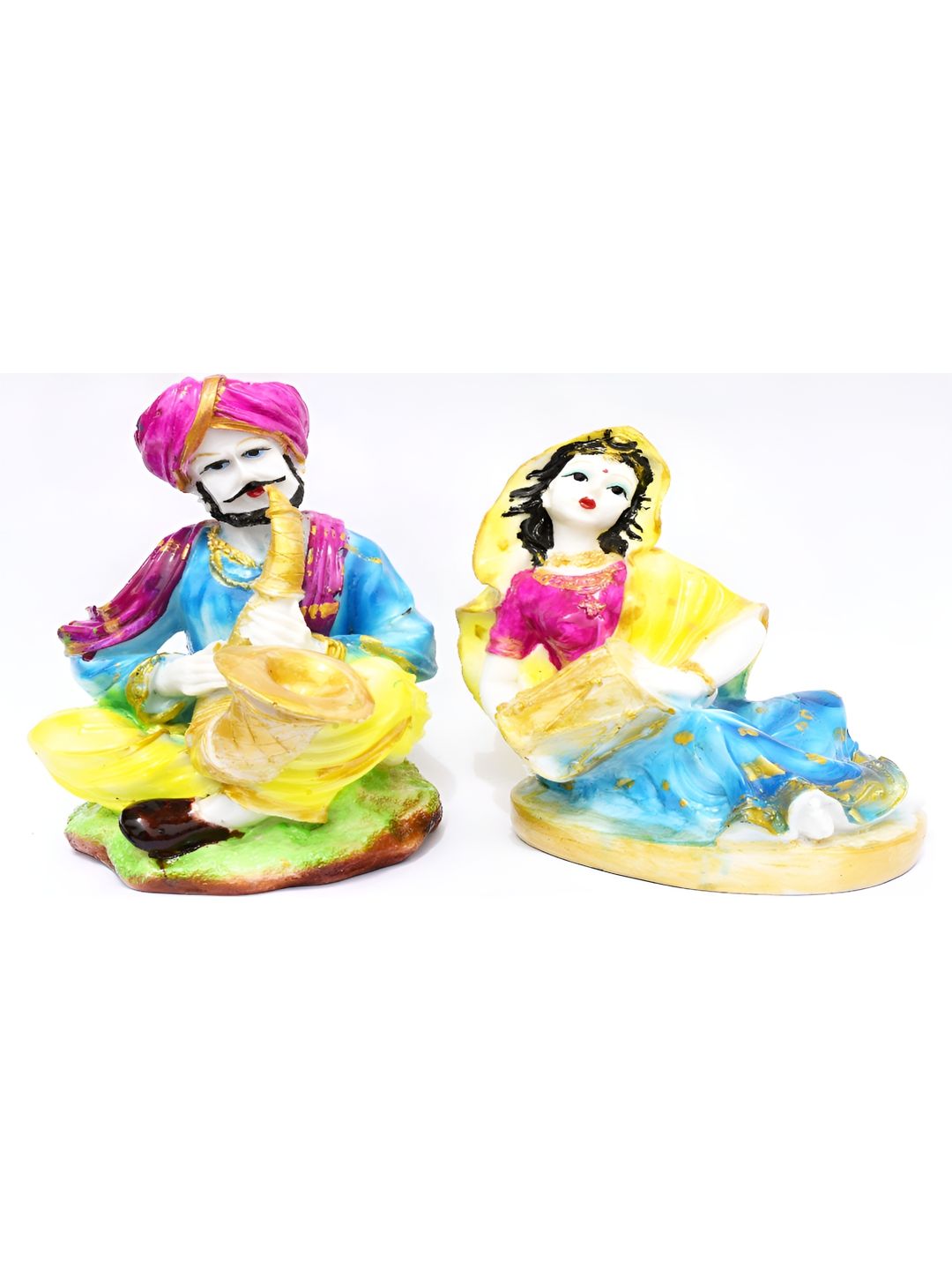 Aura Pink Polyresin Glossy Living Room Set of 2 Small Showpieces - 7.5 Inches