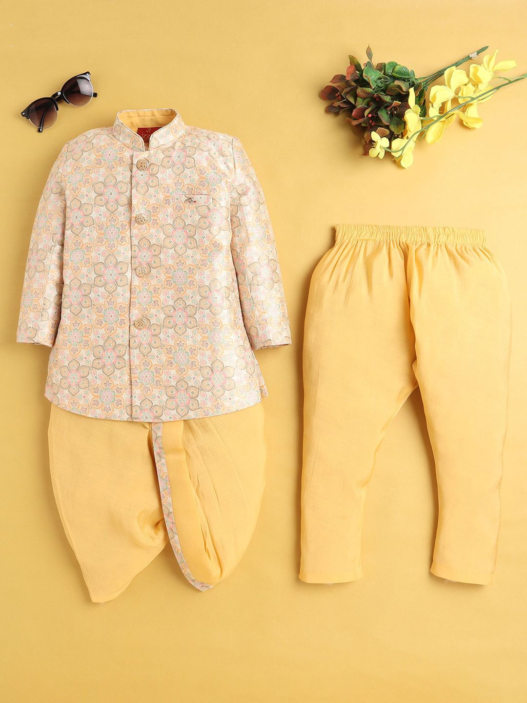 Jeetethnics Boys Floral Printed Regular Kurta with Dhoti Pants