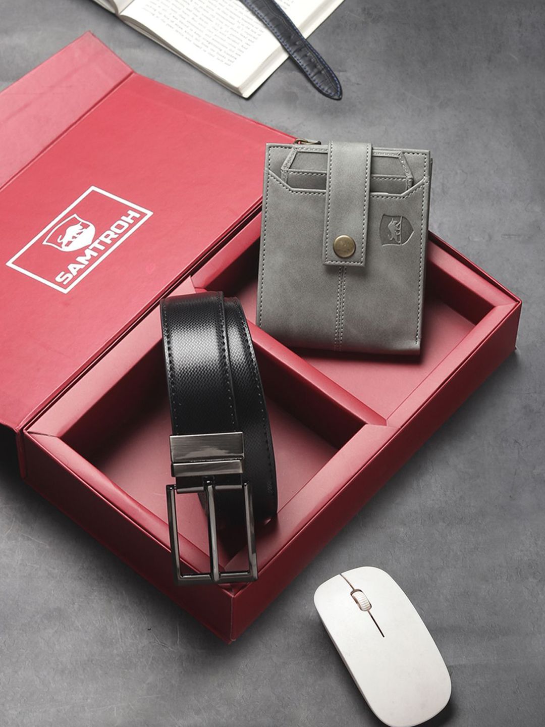 SAMTROH Men Wallet & Belt Combo Gift Set