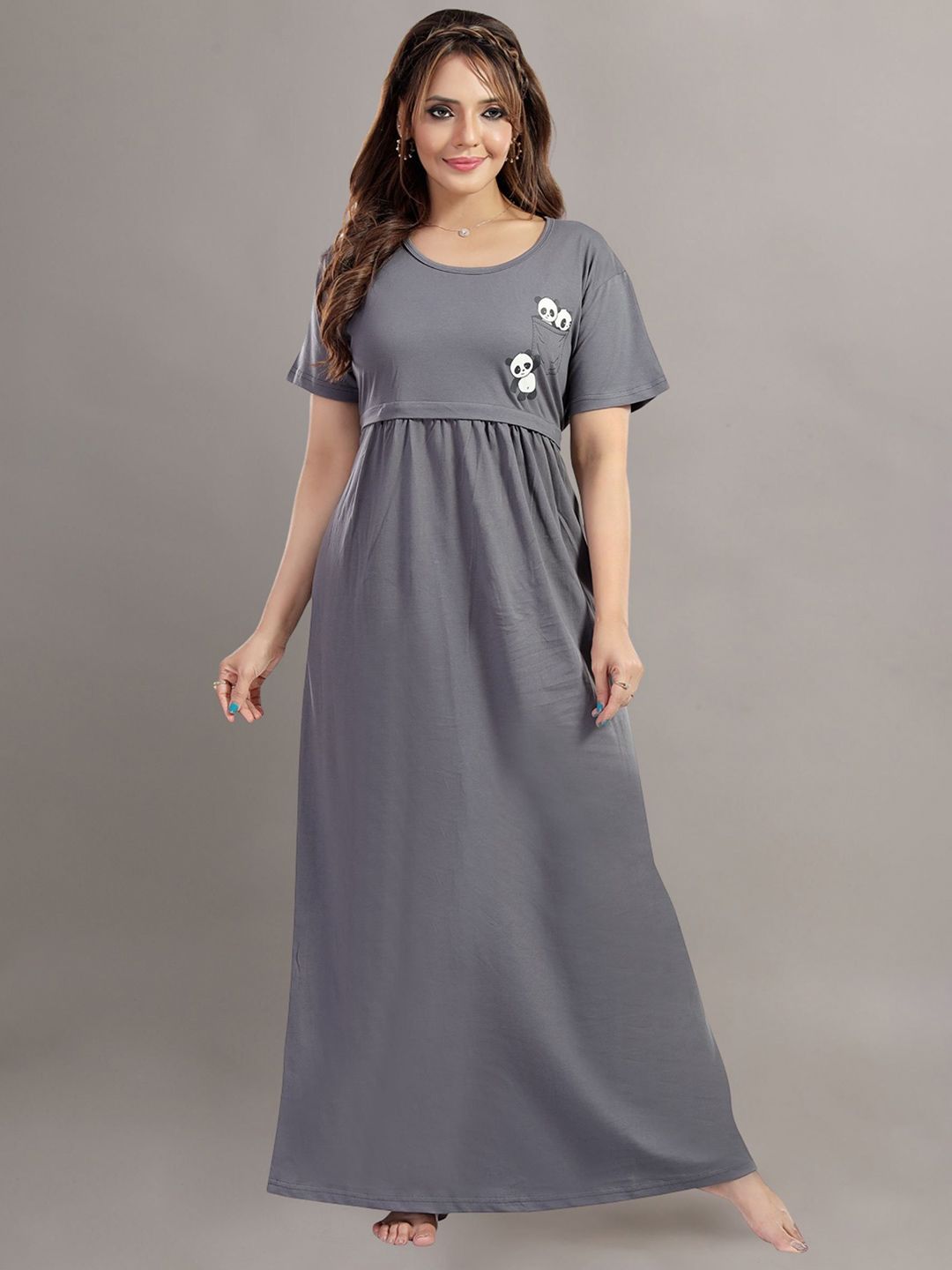 Fabme Pure Cotton Maternity Maxi Nightdress