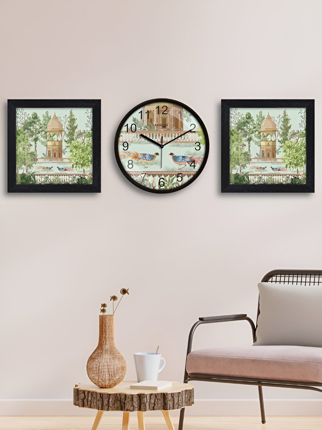RANDOM Green Plastic Ultra Clear Glass Round Battery Analogue Wall Art Wall Clock-30cm