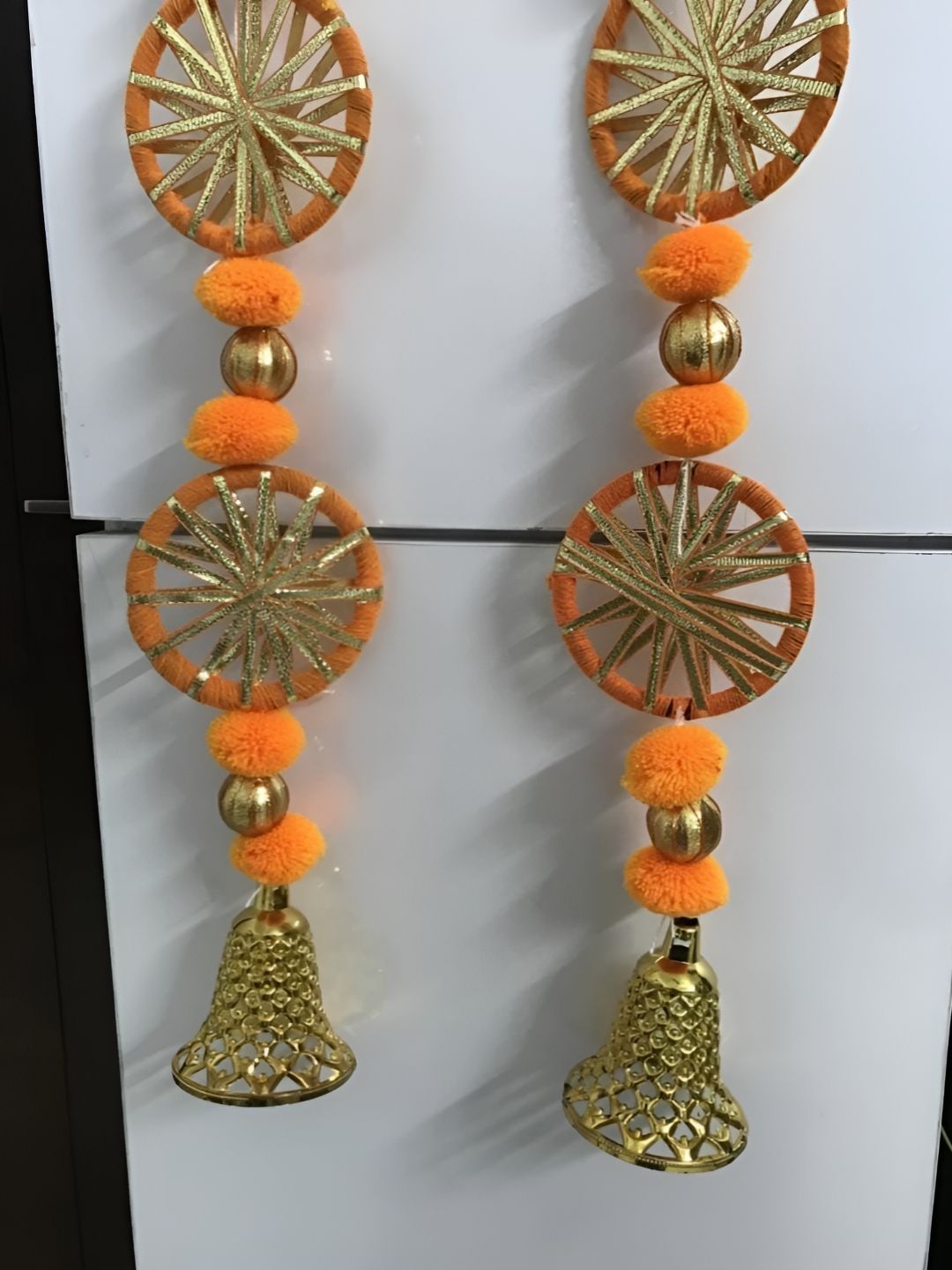 Sellplus Orange-Coloured Set Of 6 Pompom Toran