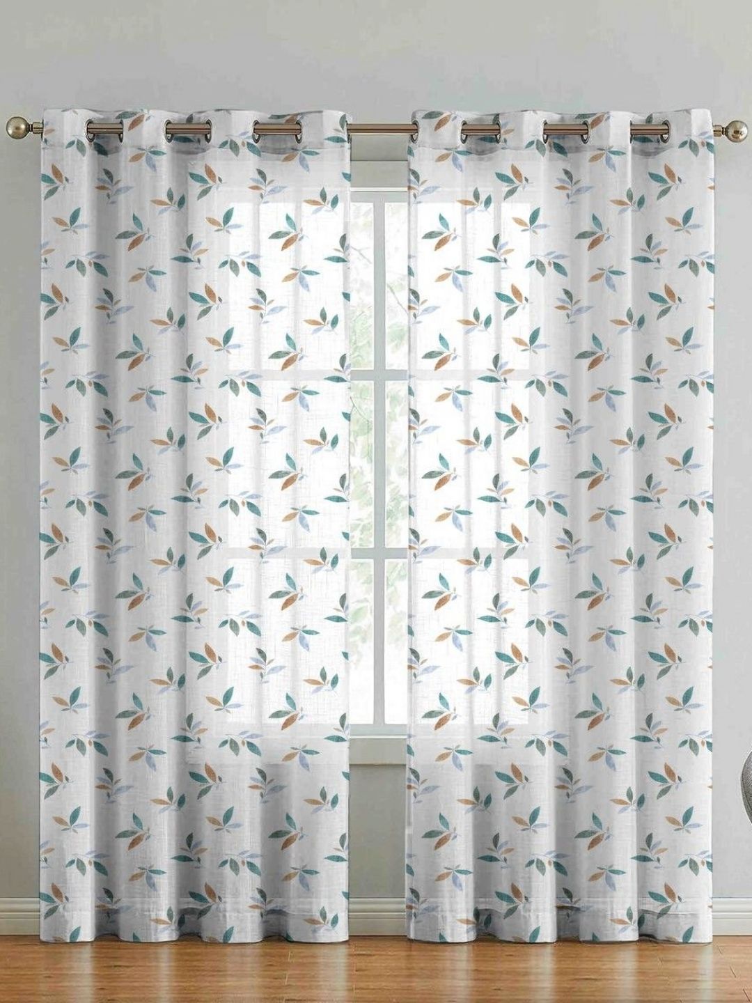 Myntra Elegant Homes Myntra Elegant Homes  Set of 2 Digital Linen Floral Door Curtain