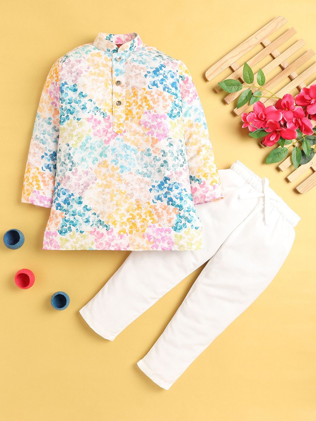 Jeetethnics Boys Floral Printed Regular Kurta with Pyjamas