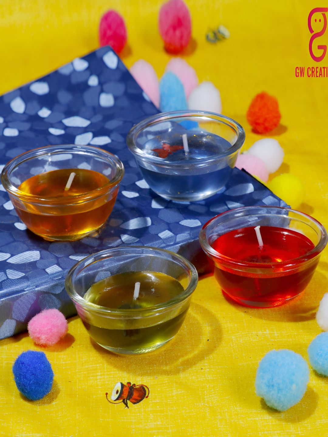 Aura Medium Bowl 4Pcs Scented 1 Wick Scented Solid Round Regular Tea Light Candles