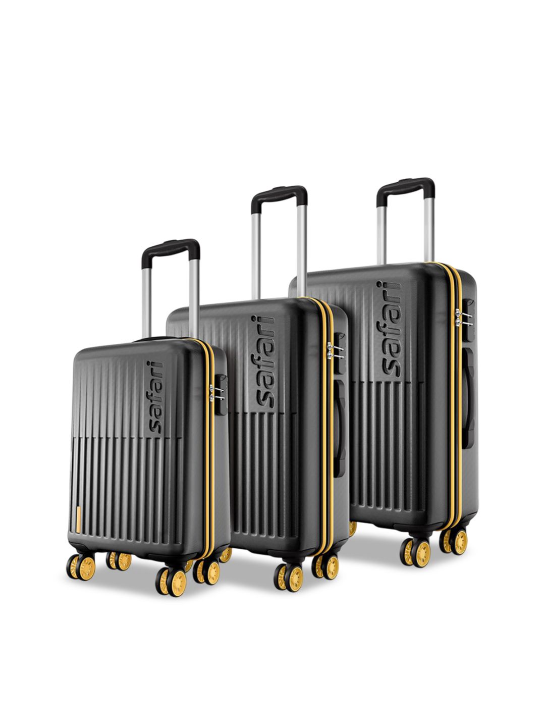 Buy Safari Set Of 3 Astra Neo Textured Hard Sided 8 Wheels Trolley