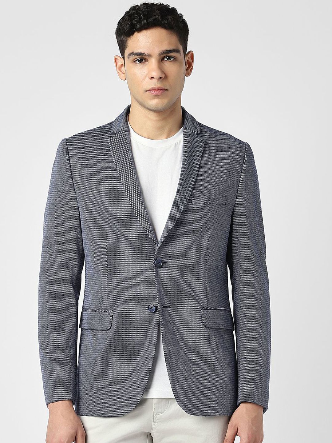 Van Heusen Sport Self Designed Notched Lapel Collar Slim-Fit Single Breasted Blazer