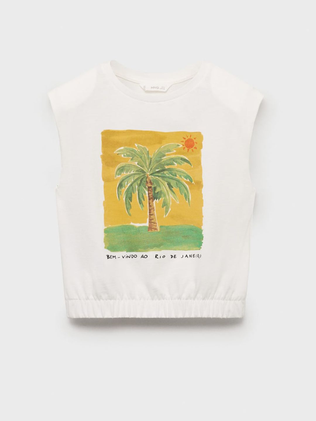 Mango Kids Mango Kids Girls Printed Tropical Pure Cotton Blouson Top