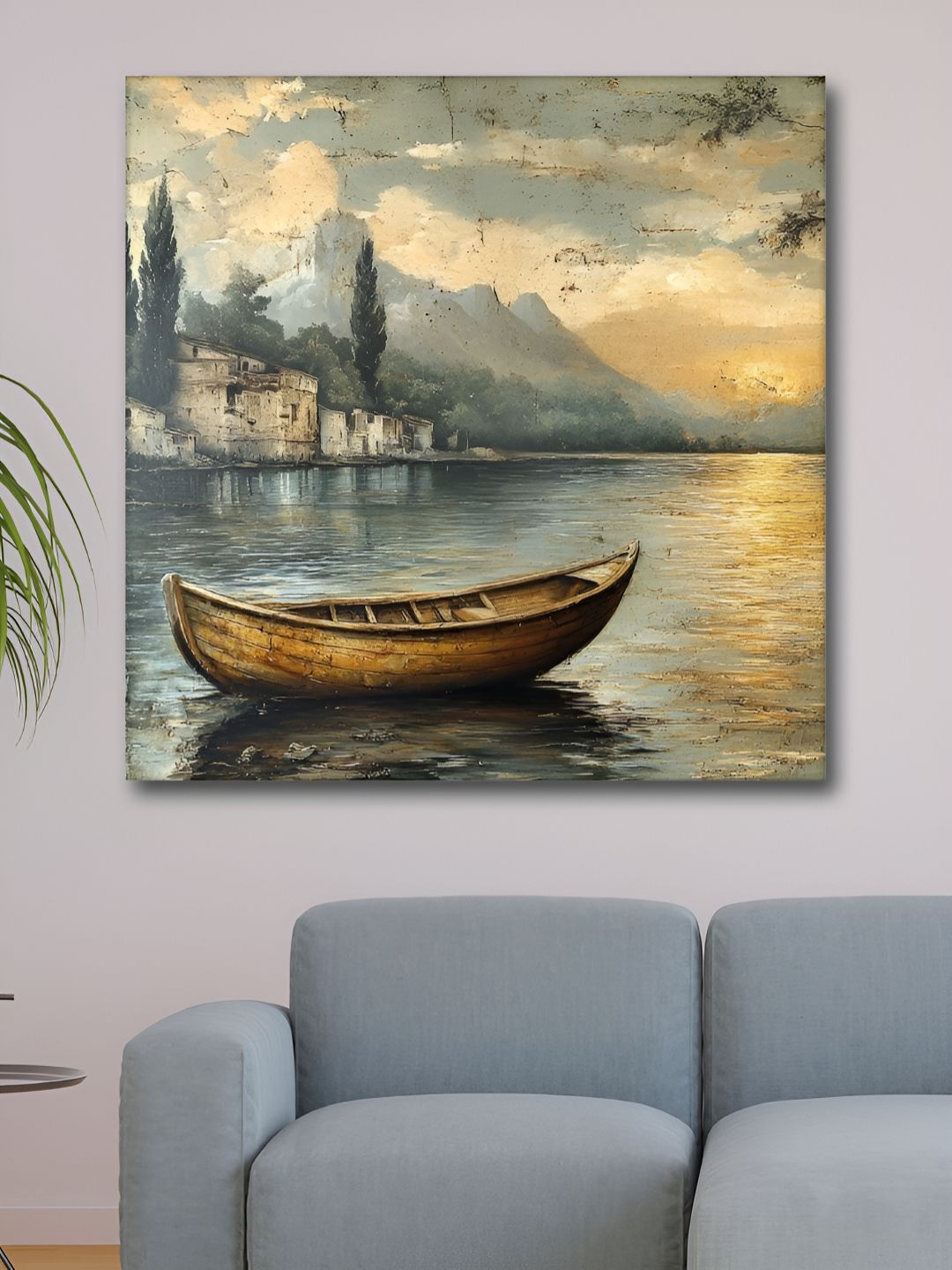 Myntra Elegant Homes Yellow & Grey Nature Printed Canvas Wall Art