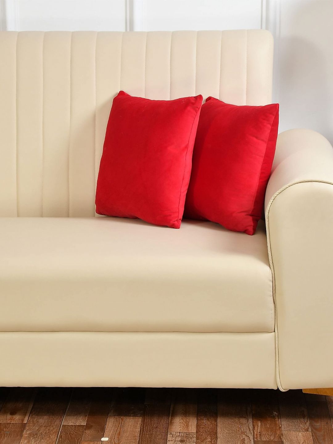 Yellow Weaves Set of 2 Velvet Square Cushion Covers