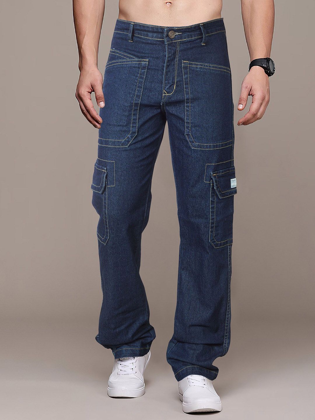RIG BONE Men Comfort Relaxed Fit Mid-Rise Stretchable Cargo Styles Jeans