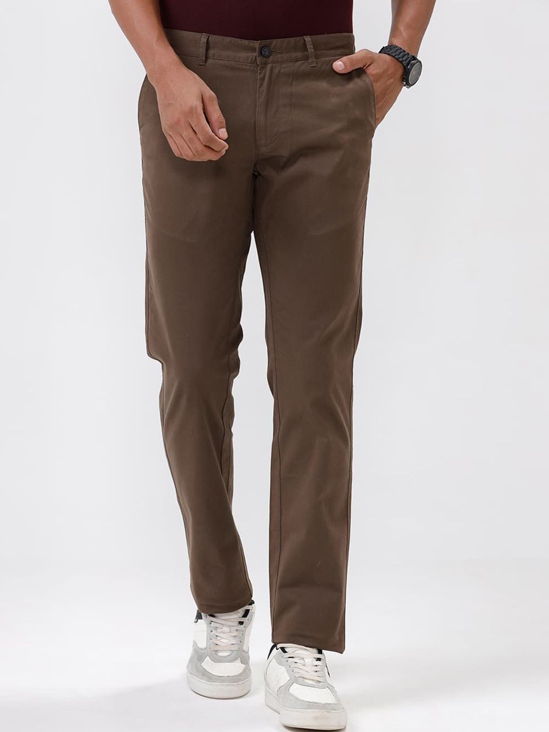 Basics Men Relaxed Straight Leg Tapered Fit Trousers