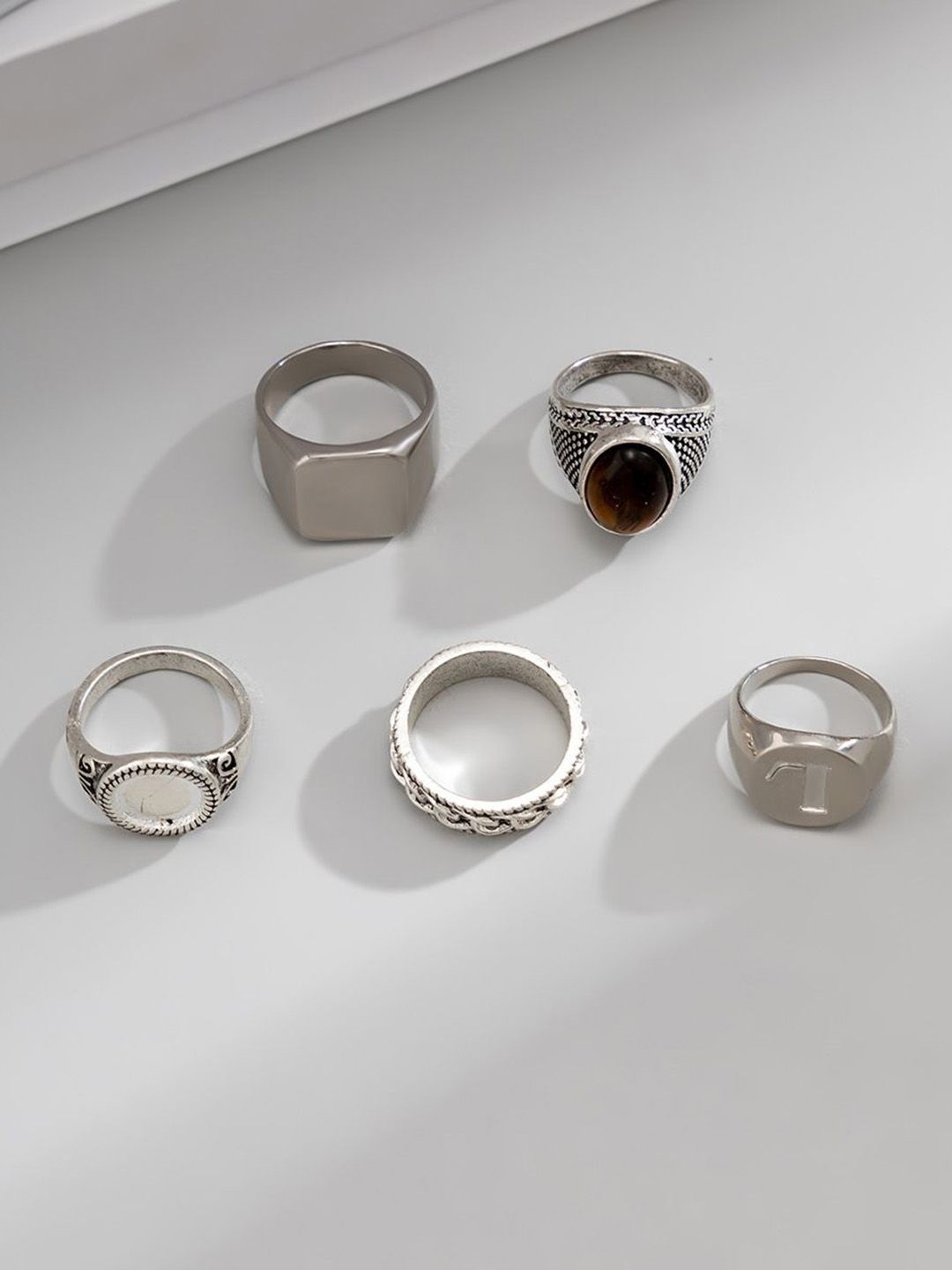 StyleCast x Revolte Set Of 5 Silver-Plated Finger Ring