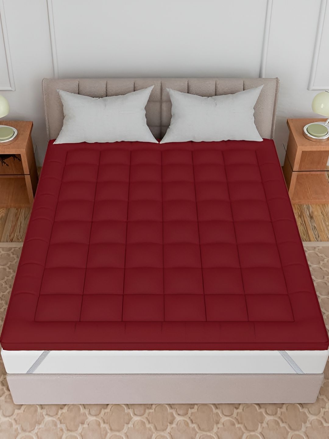 RF RELAXFEEL Maroon Cotton Water Resistant Mattress Protector