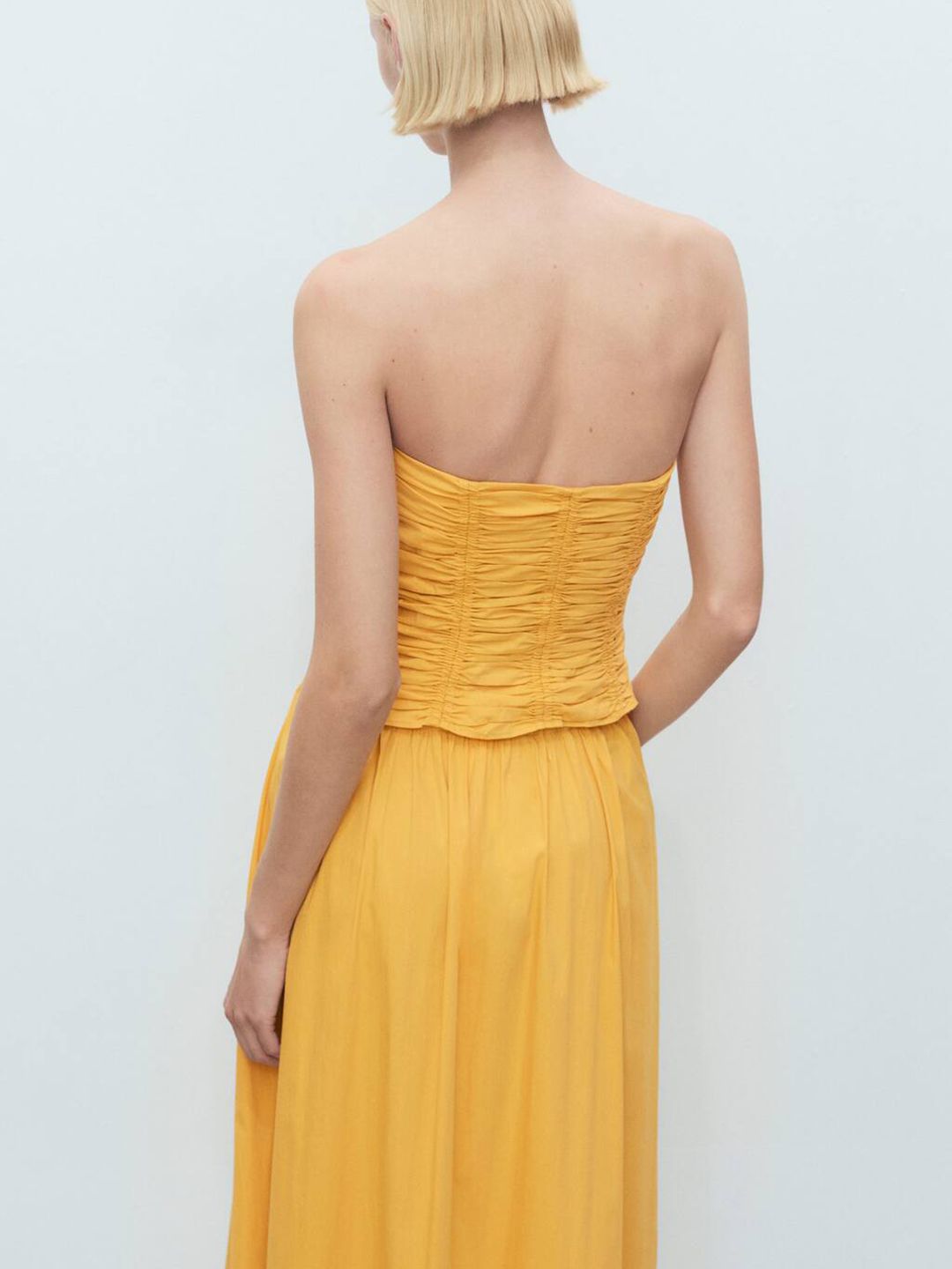 Solid Pleated Ruched Tube Top