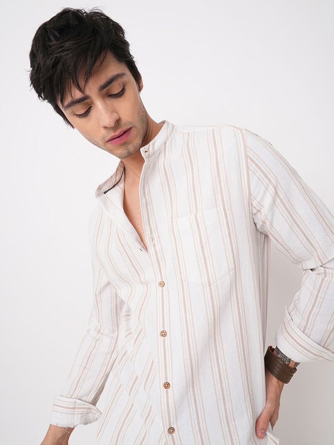 VASTRADO Classic Multi Striped Slim Fit Cotton Casual Shirt