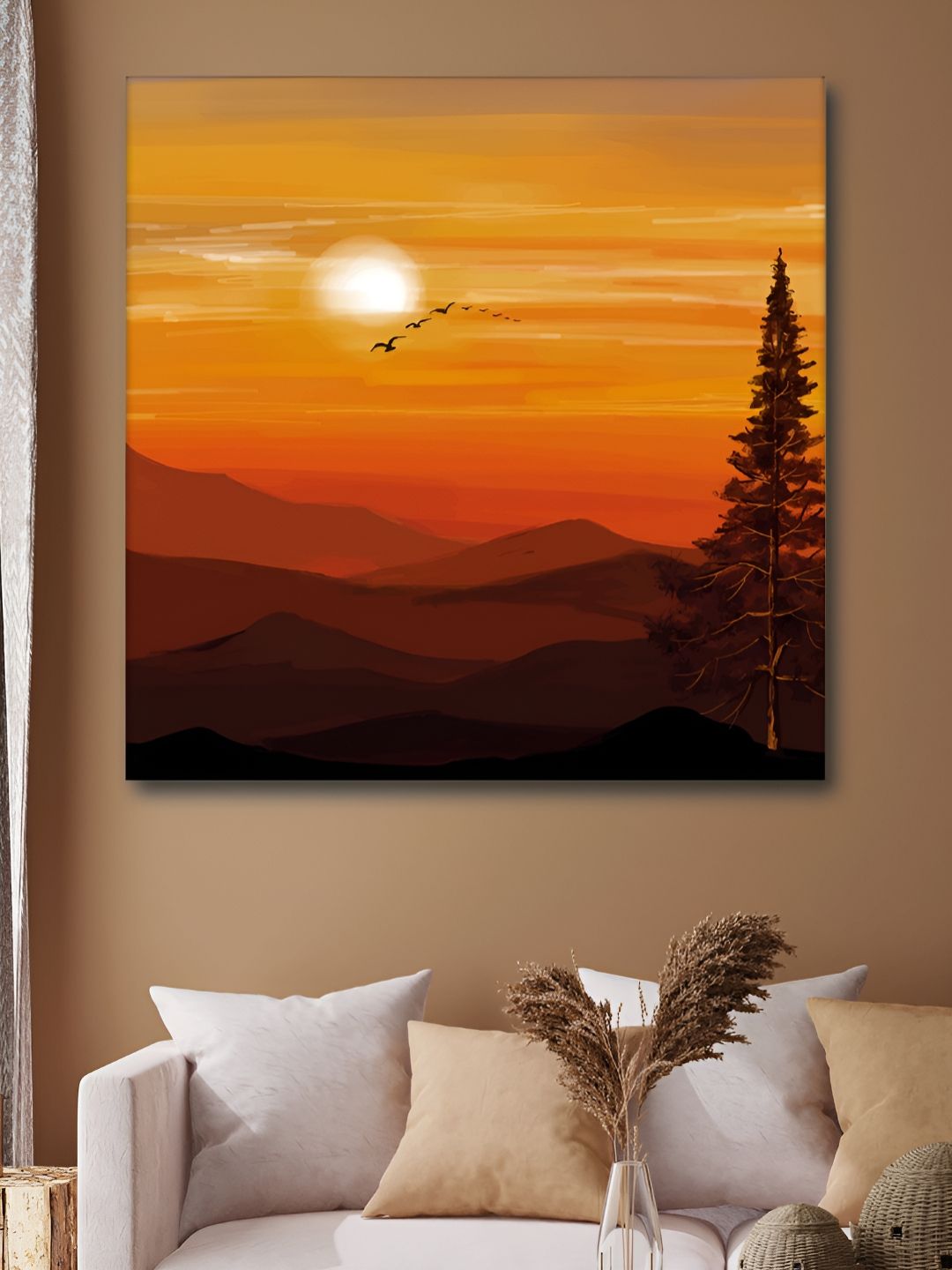 Myntra Elegant Homes Yellow & Red Nature Printed Canvas Wall Art