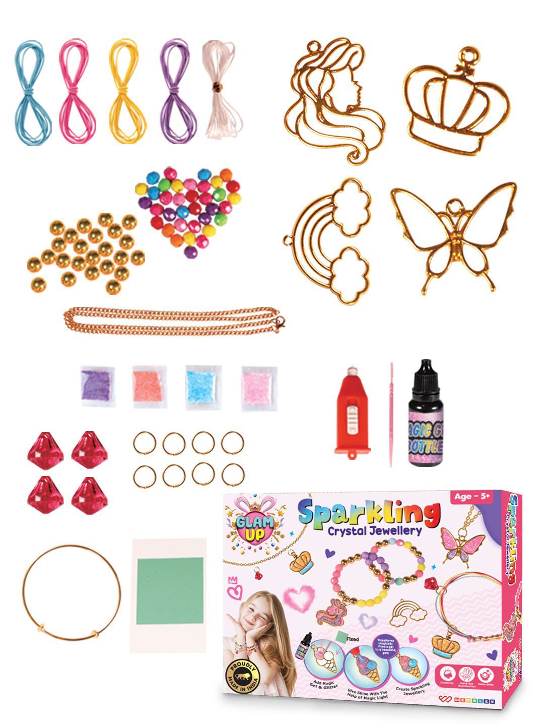 WEMBLEY Girls Crystal Metal Jewellery Making Kit Activity Toys and Games