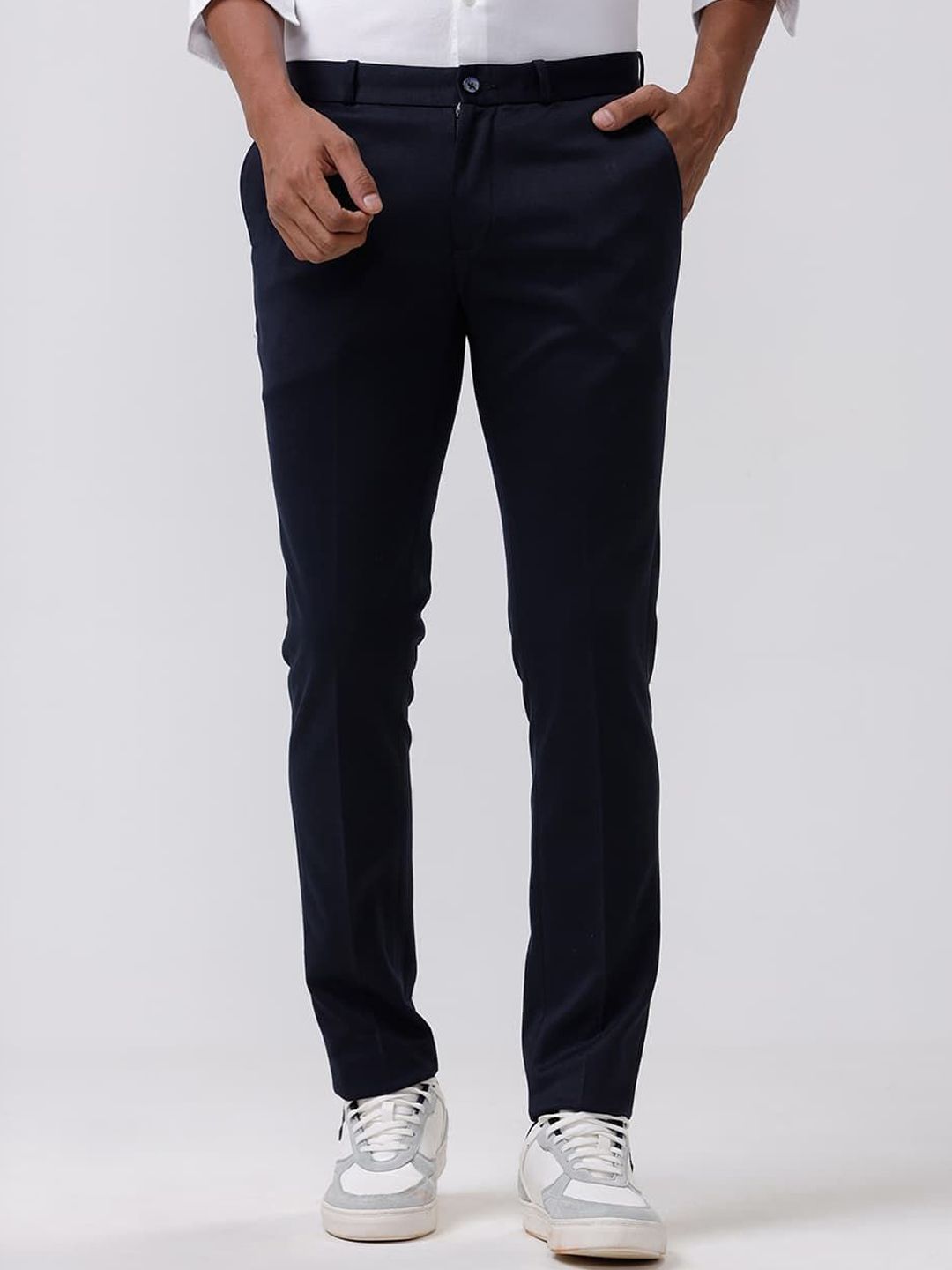 Basics Men Relaxed Straight Leg Tapered Fit Trousers
