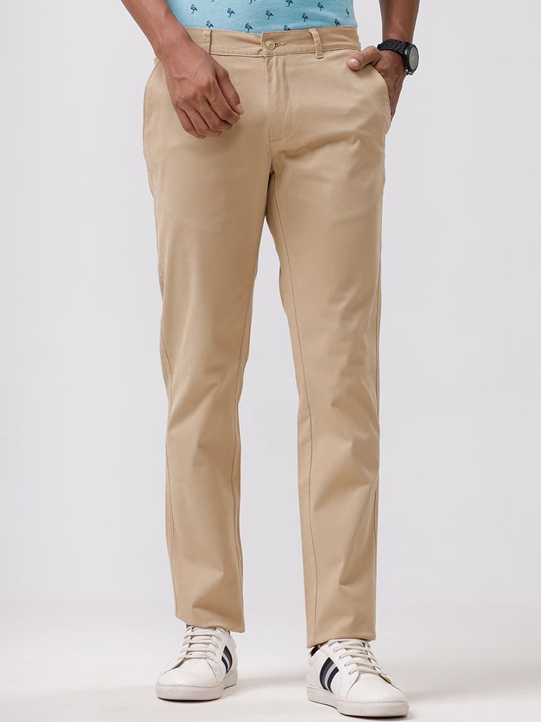 Basics Men Relaxed Straight Leg Tapered Fit Trousers