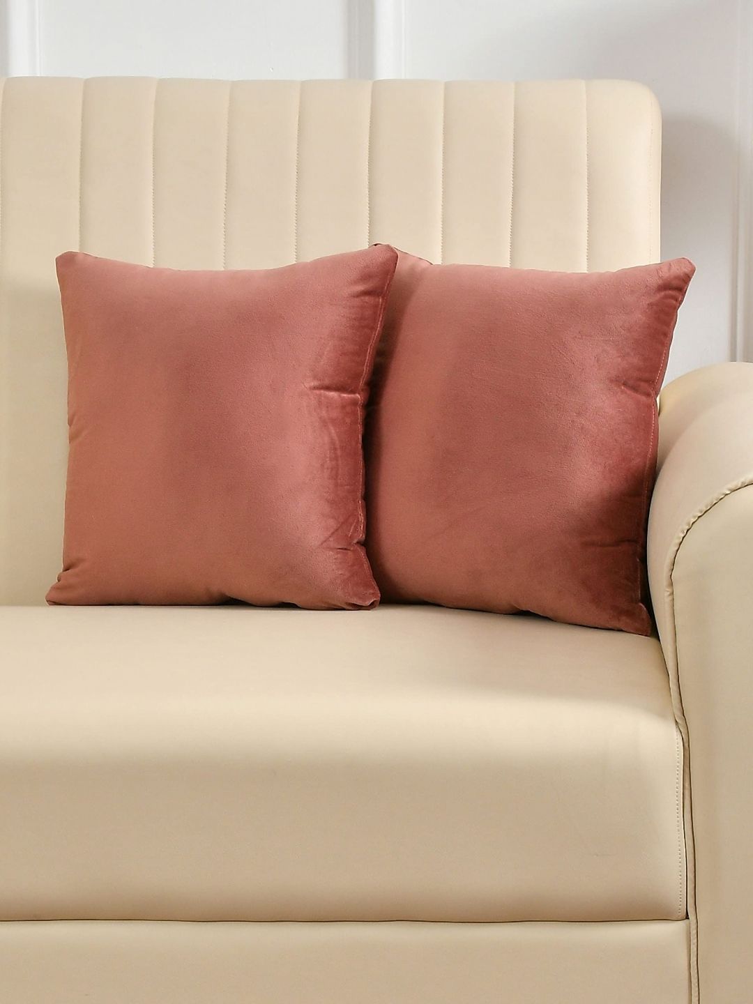 Yellow Weaves Rose Gold 2 Pieces  Velvet Square Cushion Covers