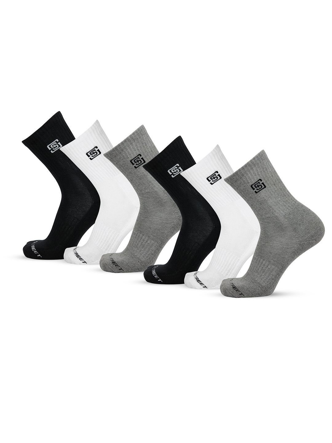 The Sock Street Men Pack Of 6 Sports Cushioned Crew Ankle-Length Socks