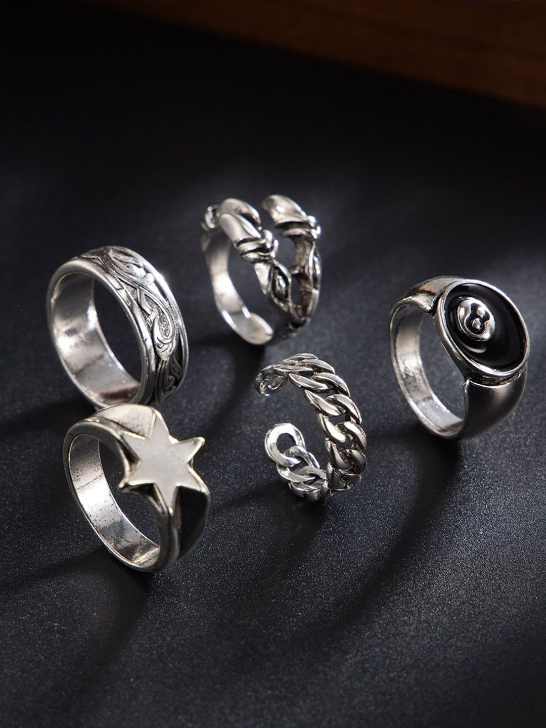 StyleCast x Revolte Set Of 5 Sliver-Plated Adjustable Finger Rings