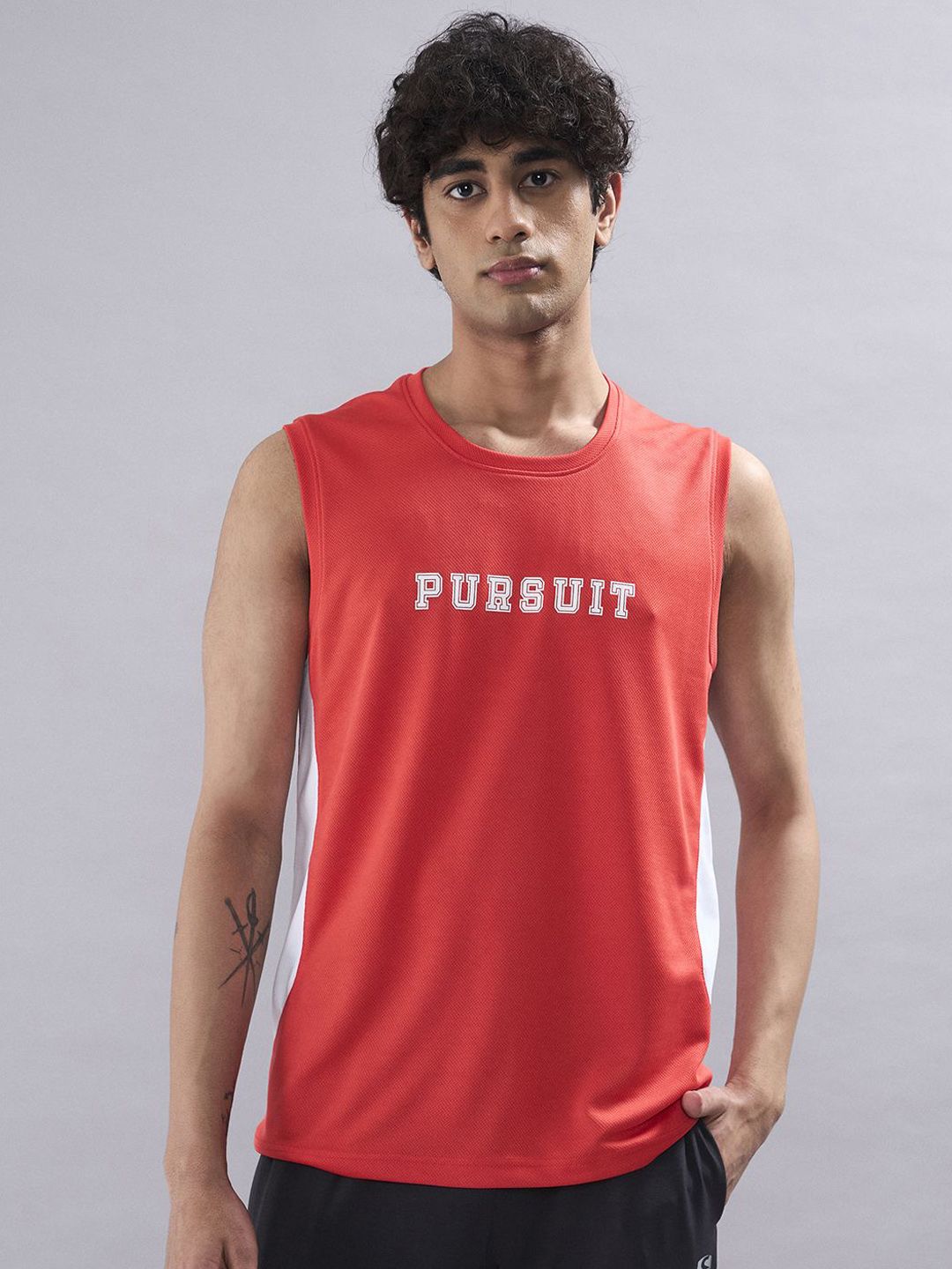 SG Typography Printed Round-Neck Breathable Gym Vest H2MV81261