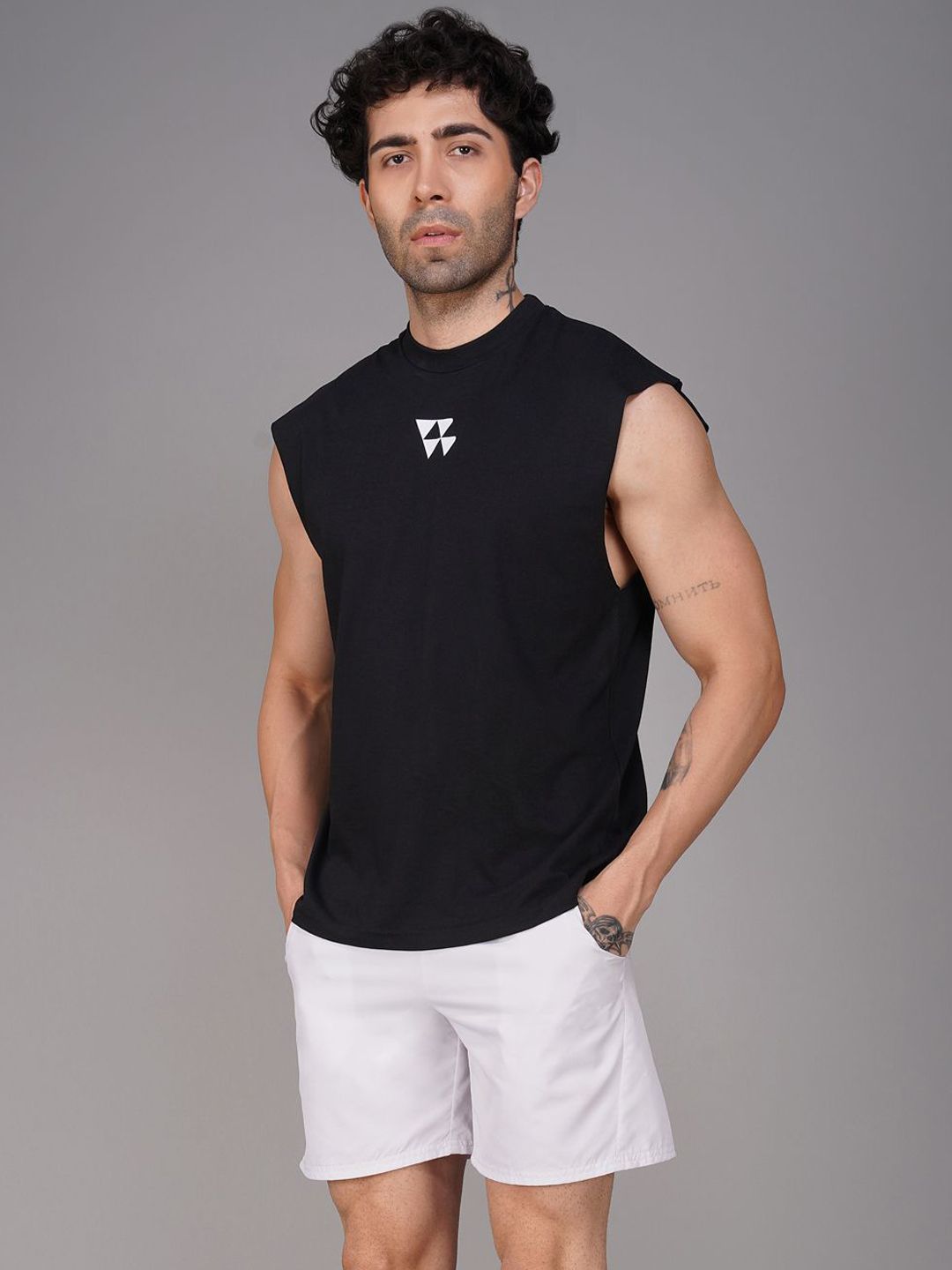 Brauch Printed Round Neck Drop Shoulder Gym Vest - M-VEST-BACK-DONTWASTE-BLK-S