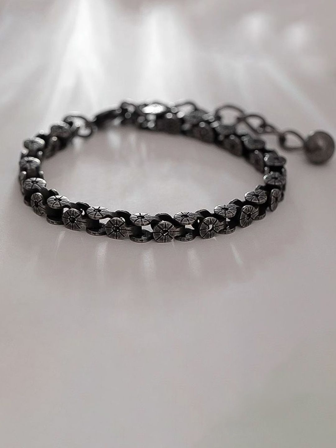 StyleCast x Revolte Men Stainless Steel Silver-Plated Link Bracelet