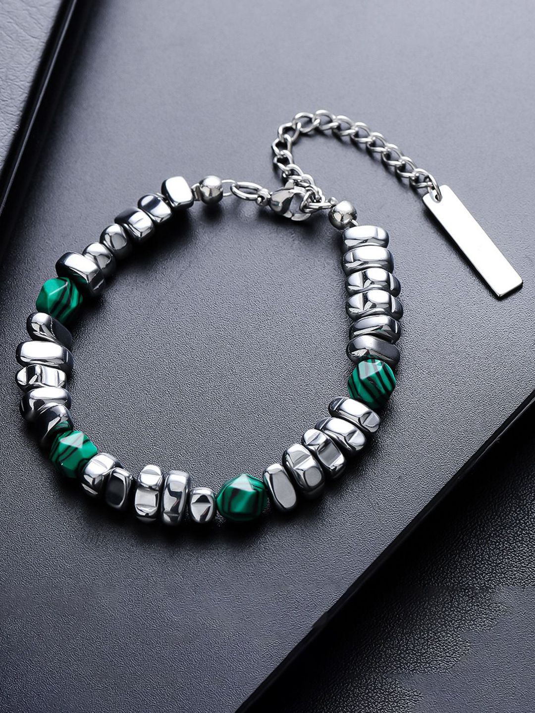 StyleCast x Revolte Men Handcrafted Silver-Plated Charm Bracelet