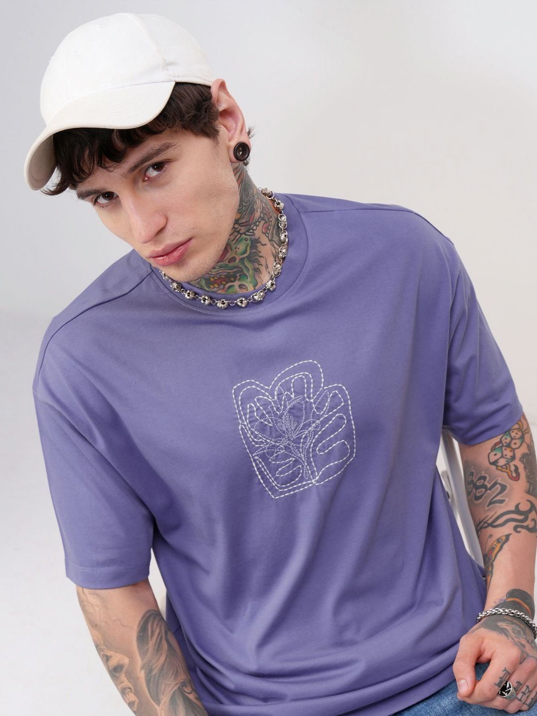 HIGHLANDER Graphic Printed Round Neck Drop-Shoulder Sleeves Relaxed Fit T-shirt