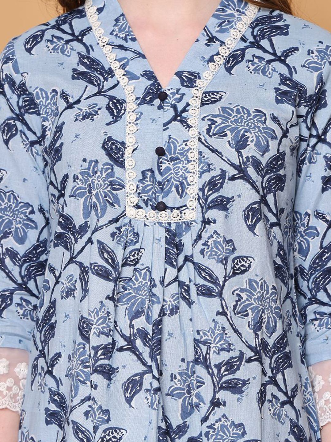 Buy Merira Women Floral Jaipuri Printed Gathered or Pleated V-Neck