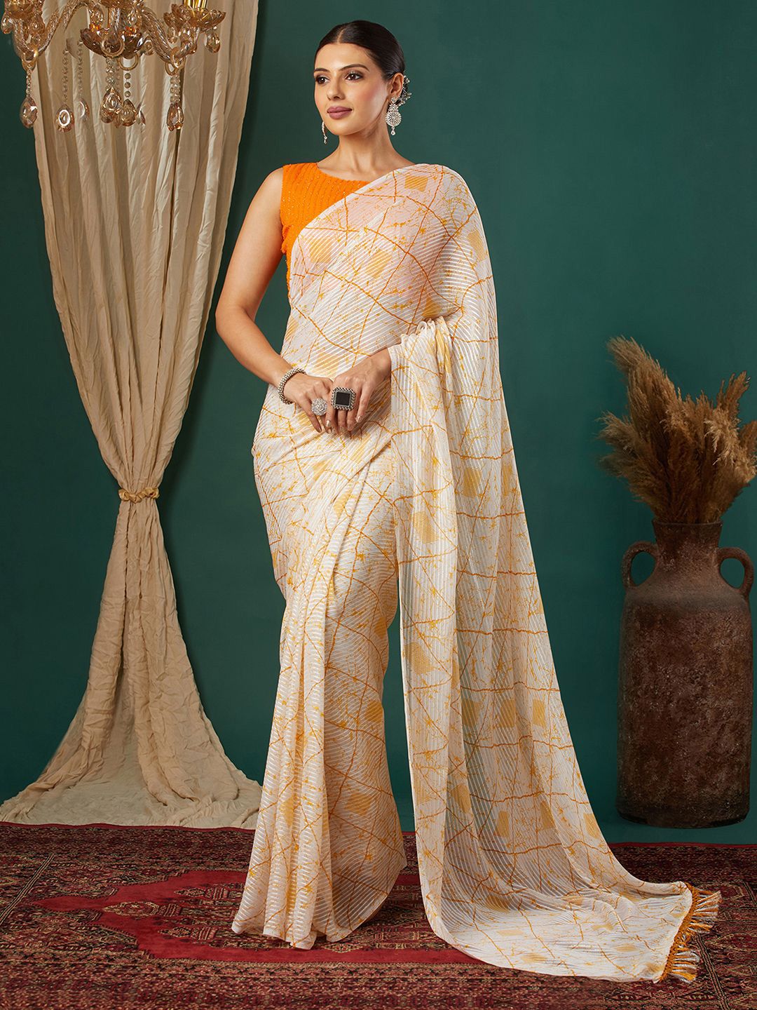 Mitera Pure Georgette Abstract Printed Saree