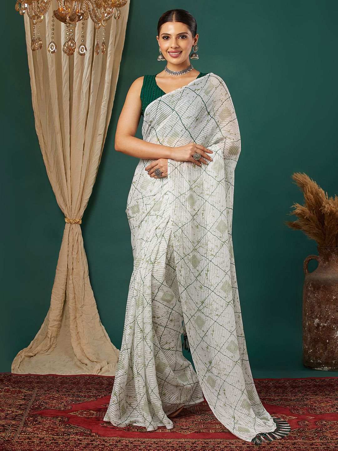 Mitera Abstract Printed Pure Georgette Saree